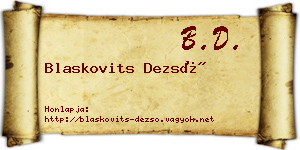Blaskovits Dezső névjegykártya